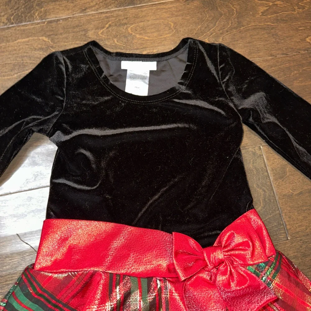 Bonnie Jean Velvet and Crinoline Plaid Long Sleeve Dress Girls Size 6